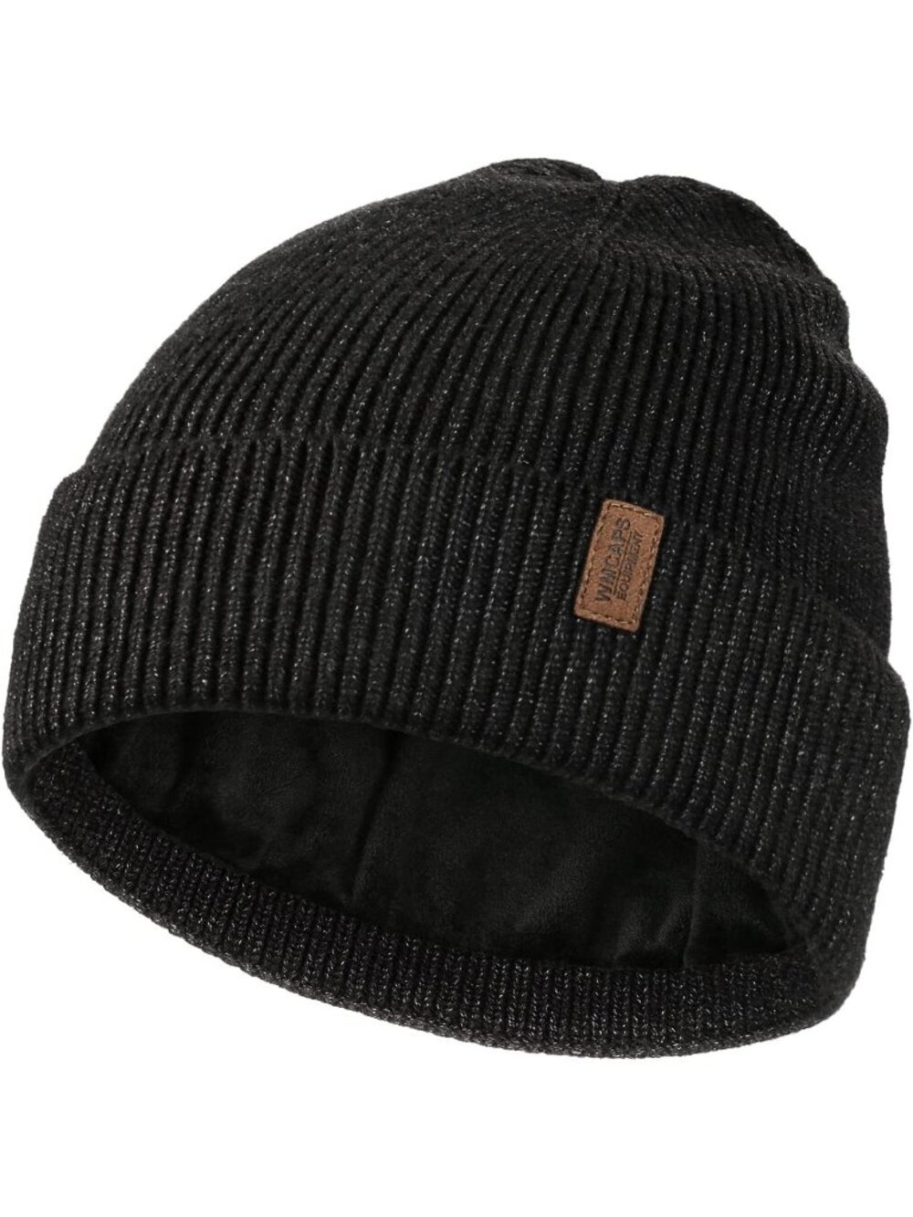 Unisex Black Gray Winter Beanie For Soft Fleece Lined Knit Ski Hat Warm Cap